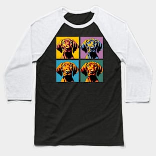 Pop Retro Vizsla Art Painting - Cute Puppy Baseball T-Shirt